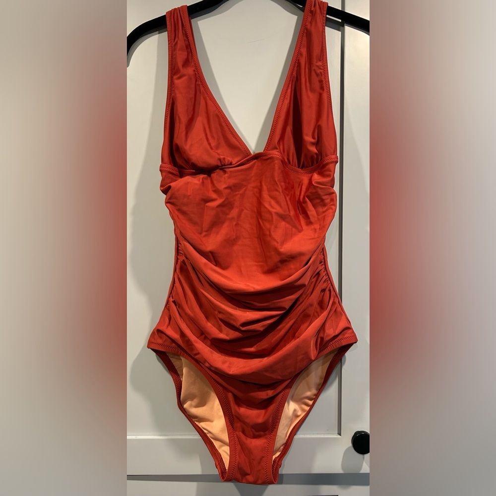 J crew ruched v neck swimsuit